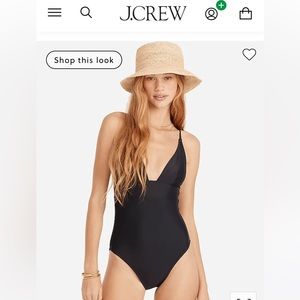 J Crew plunge one-piece swimsuit navy size 10 NWT